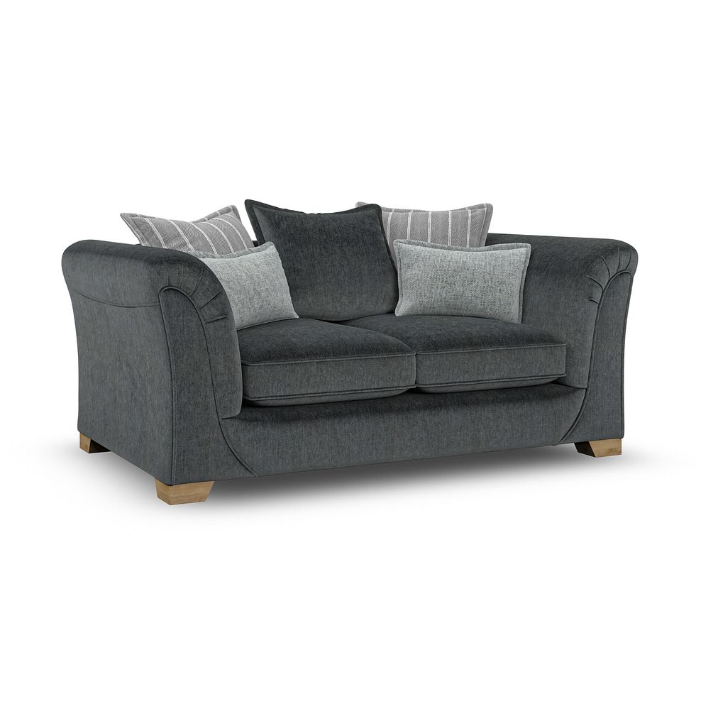 Milldale 2 Seater Pillow Back Sofa in Garda Carbon Fabric with Grey Scatters 3