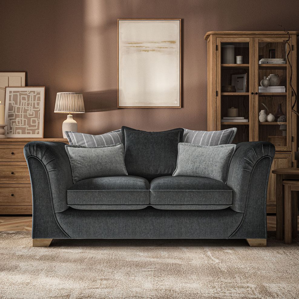 Milldale 2 Seater Pillow Back Sofa in Garda Carbon Fabric with Grey Scatters 2