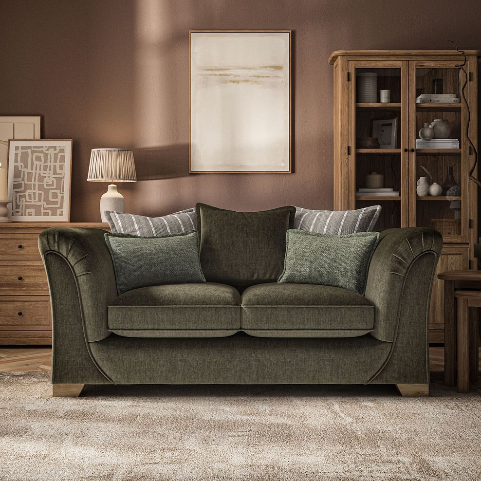 Milldale 2 Seater Pillow Back Sofa in Garda Seaweed Fabric with Earth Scatters 2