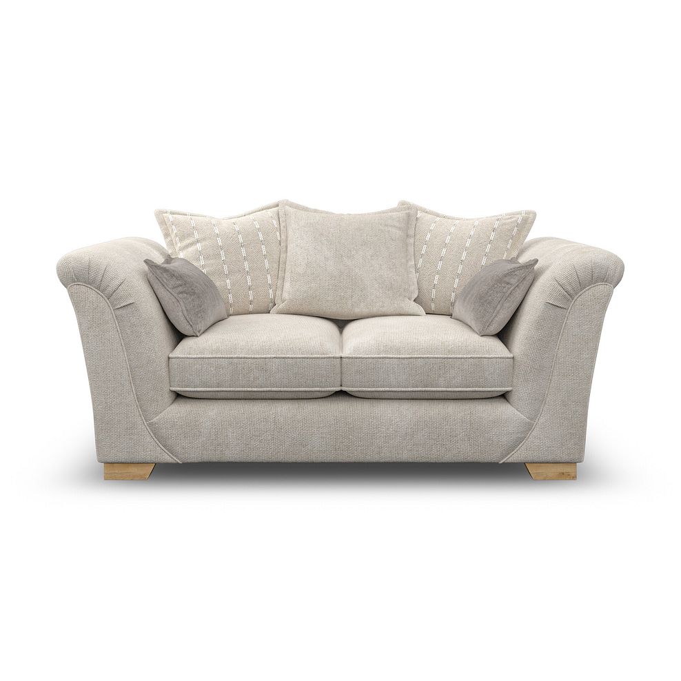 Milldale 2 Seater Pillow Back Sofa in Milo Cream Fabric with Linen Scatters 2