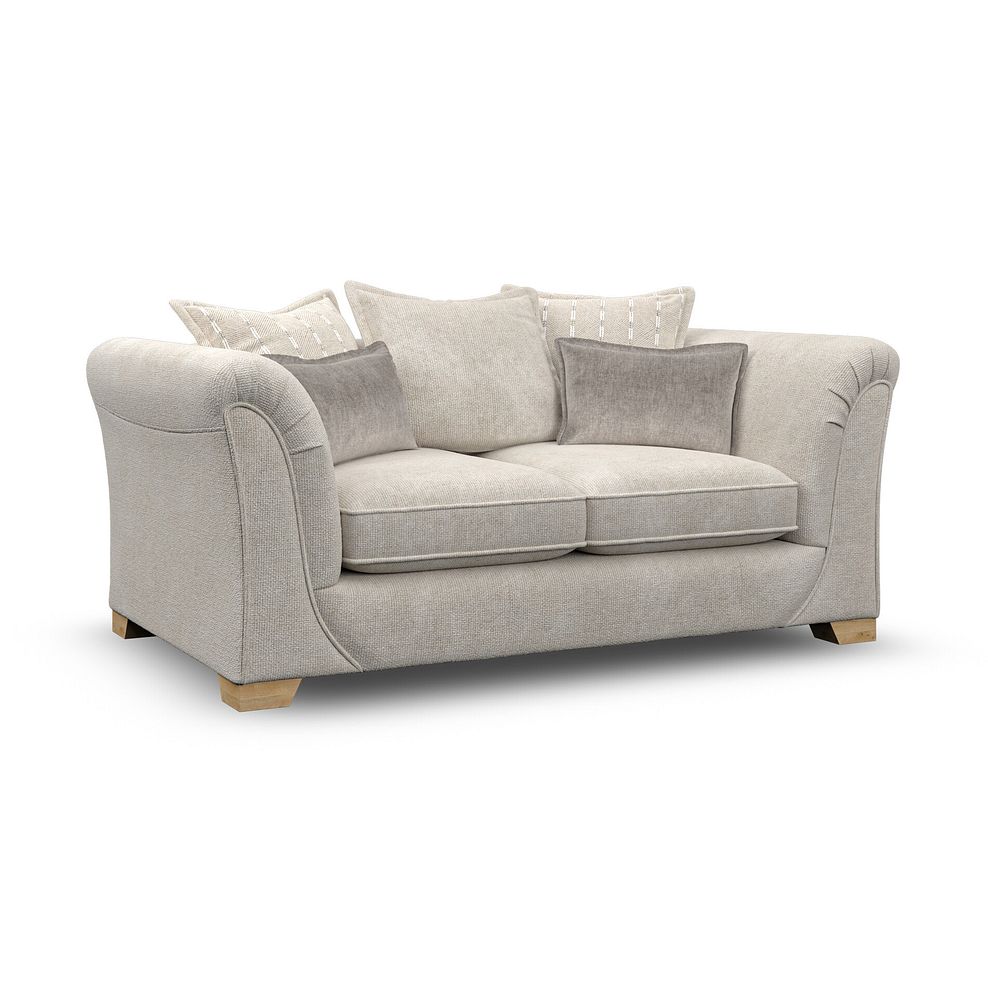 Milldale 2 Seater Pillow Back Sofa in Milo Cream Fabric with Linen Scatters 3