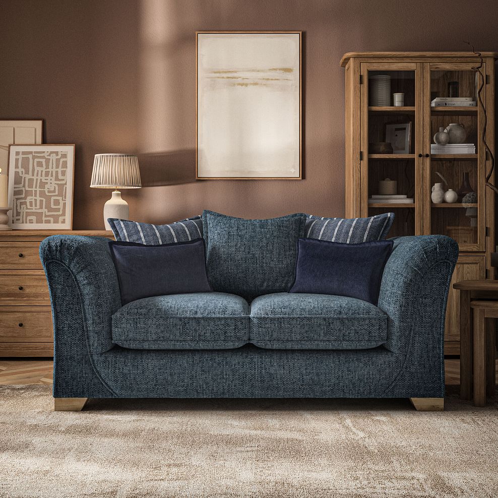 Milldale 2 Seater Pillow Back Sofa in  Milo Navy Fabric with Navy Scatters 2