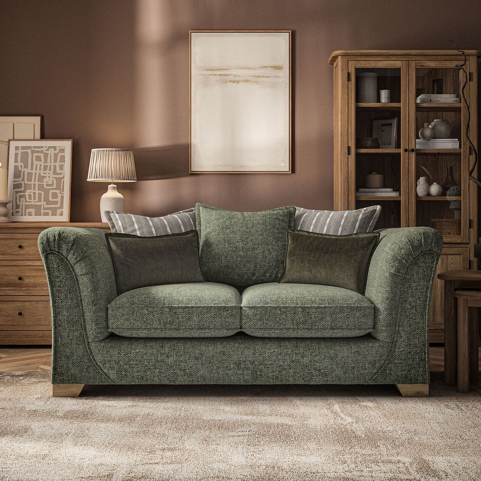 Milldale 2 Seater Pillow Back Sofa in Milo Olive Fabric with Earth Scatters 2