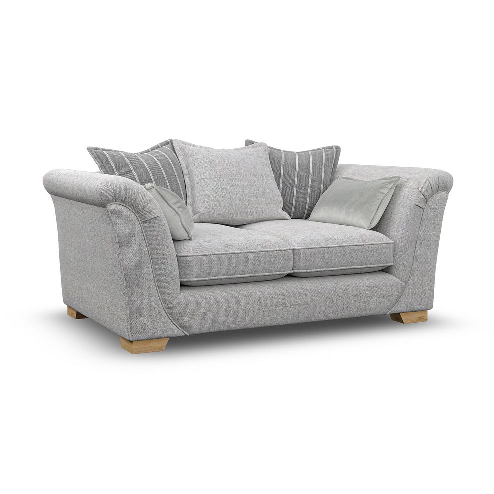 Milldale 2 Seater Pillow Back Sofa in Milo Silver Fabric with Grey Scatters 1