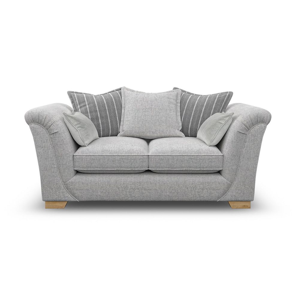 Milldale 2 Seater Pillow Back Sofa in Milo Silver Fabric with Grey Scatters 2