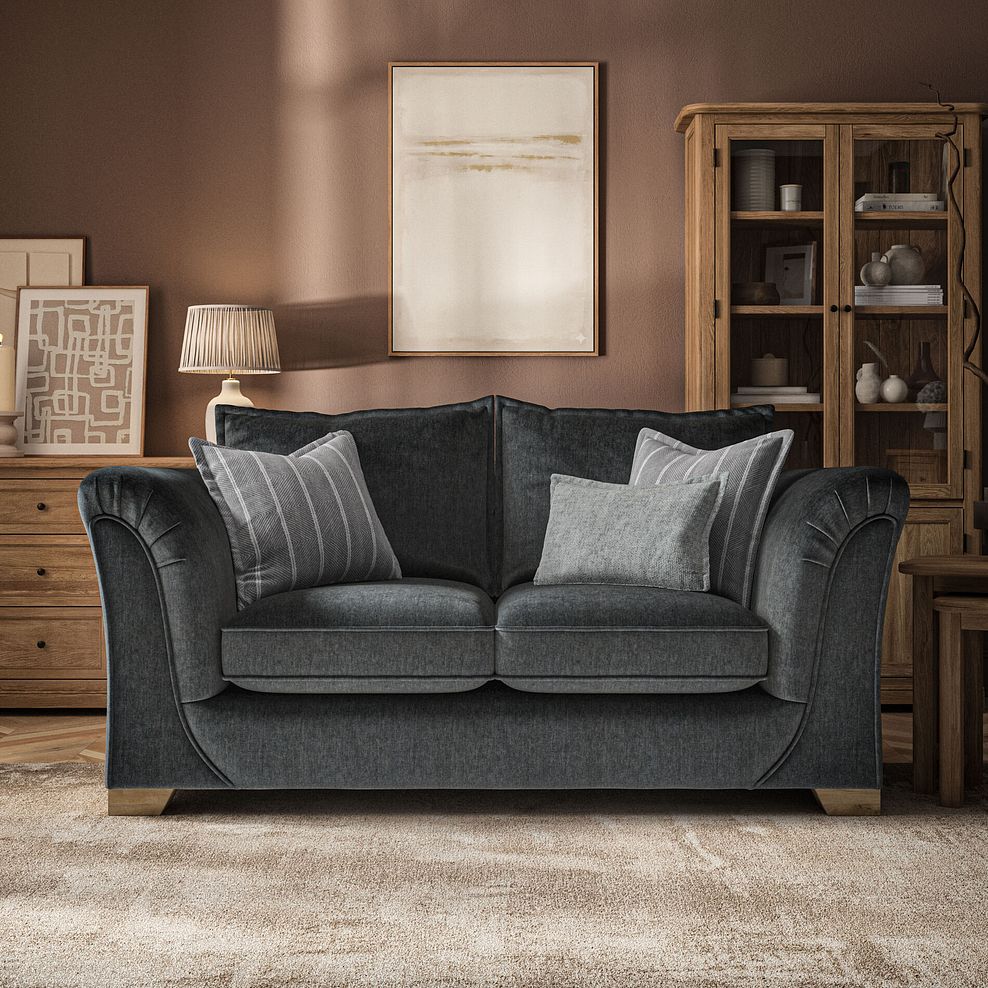 Milldale 2 Seater Sofa in Garda Carbon Fabric with Grey Scatters 2