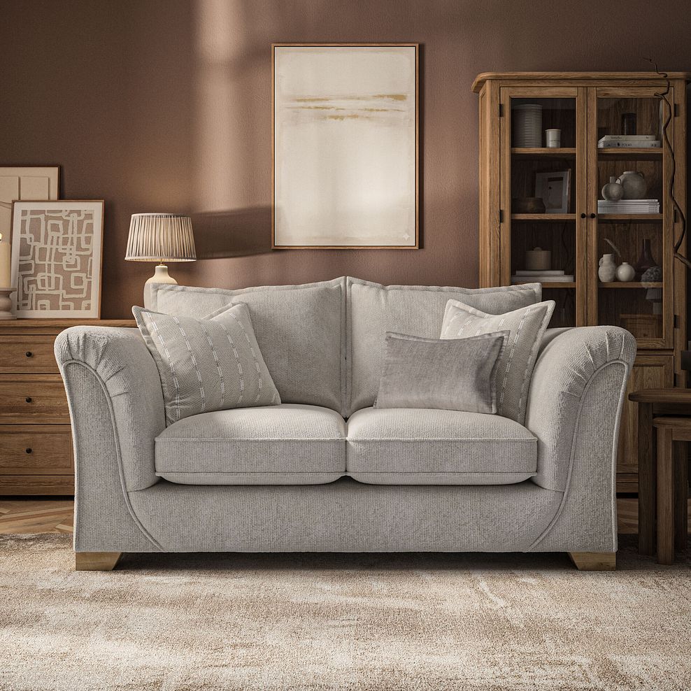 Milldale 2 Seater Sofa in Milo Cream Fabric with Linen Scatters 2