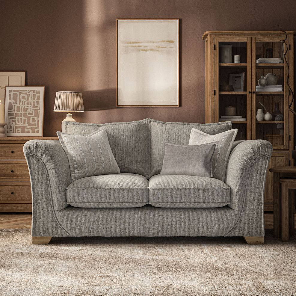 Milldale 2 Seater Sofa in Milo Mink Fabric with Linen Scatters 2