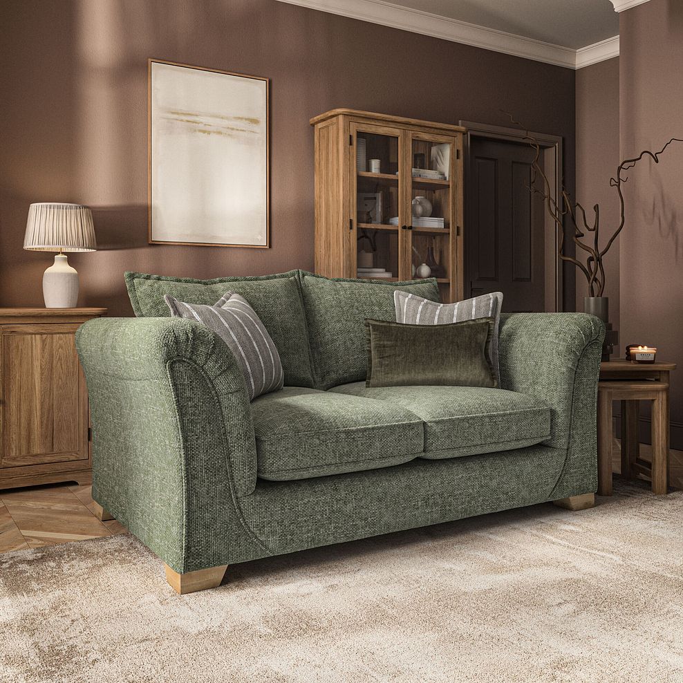 Milldale 2 Seater Sofa in Milo Olive Fabric with Earth Scatters 1