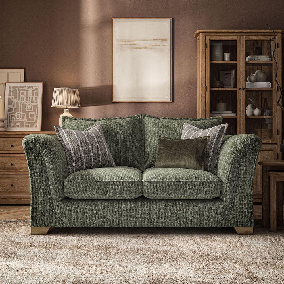 Milldale 2 Seater Sofa in Milo Olive Fabric with Earth Scatters 2