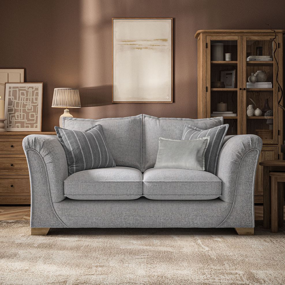 Milldale 2 Seater Sofa in Milo Silver Fabric with Grey Scatters 2