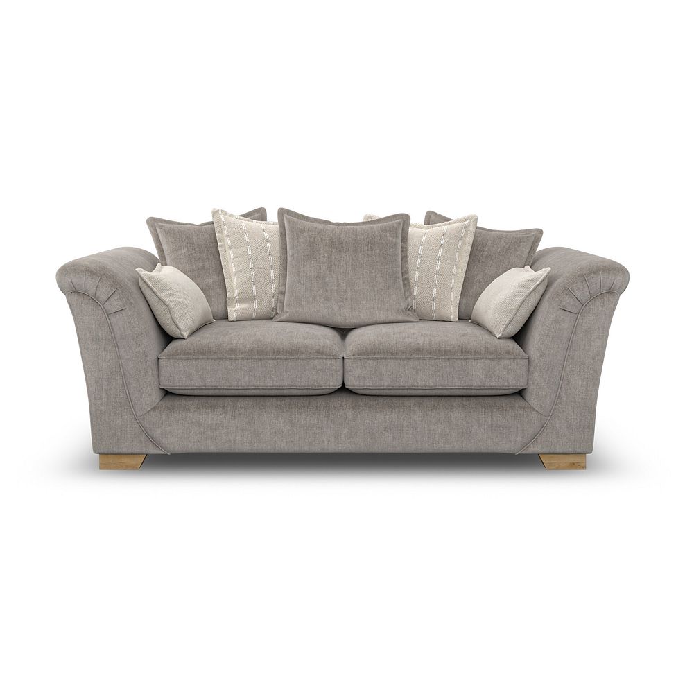 Milldale 3 Seater Pillow Back Sofa in Garda Acier Fabric with Linen Scatters 2