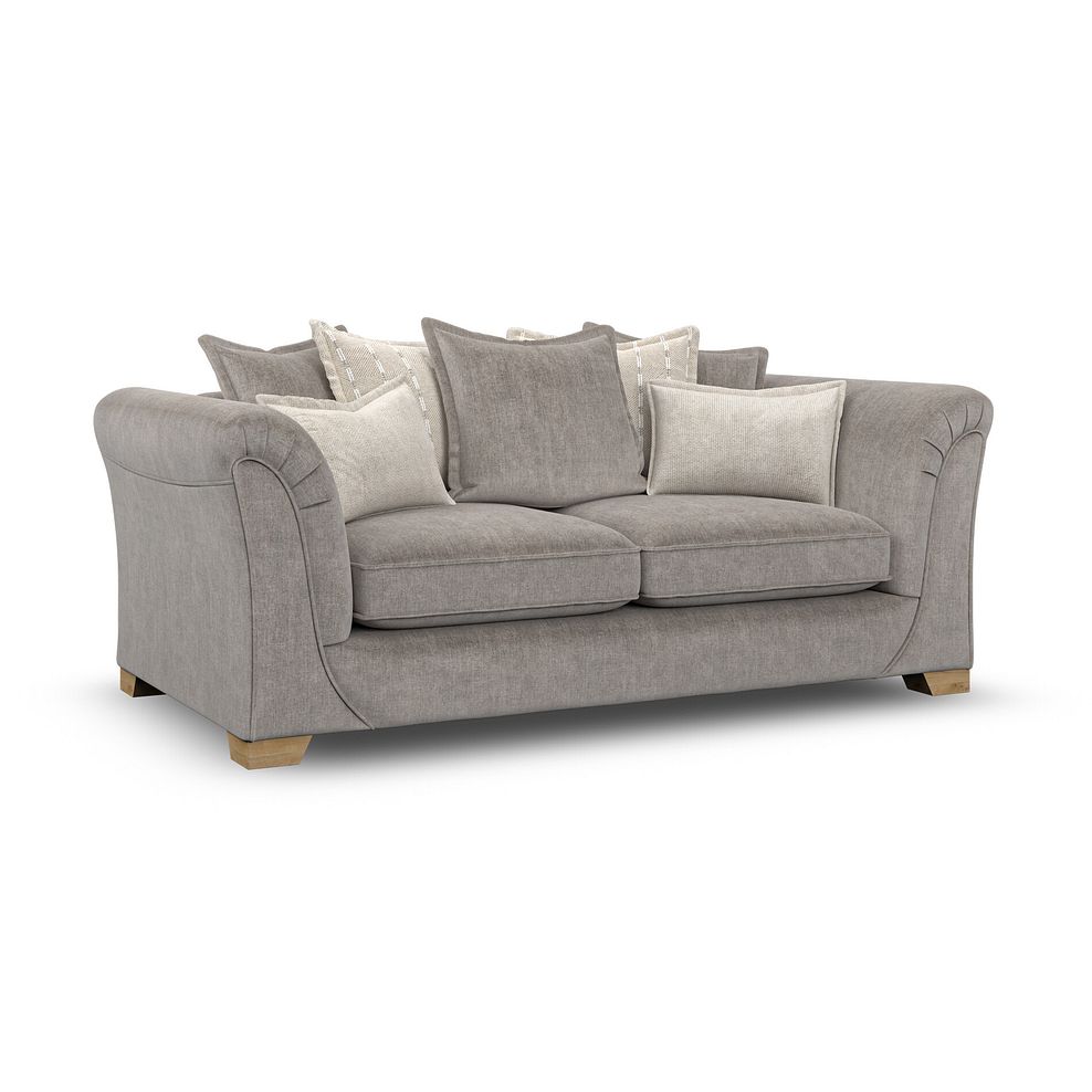 Milldale 3 Seater Pillow Back Sofa in Garda Acier Fabric with Linen Scatters 3