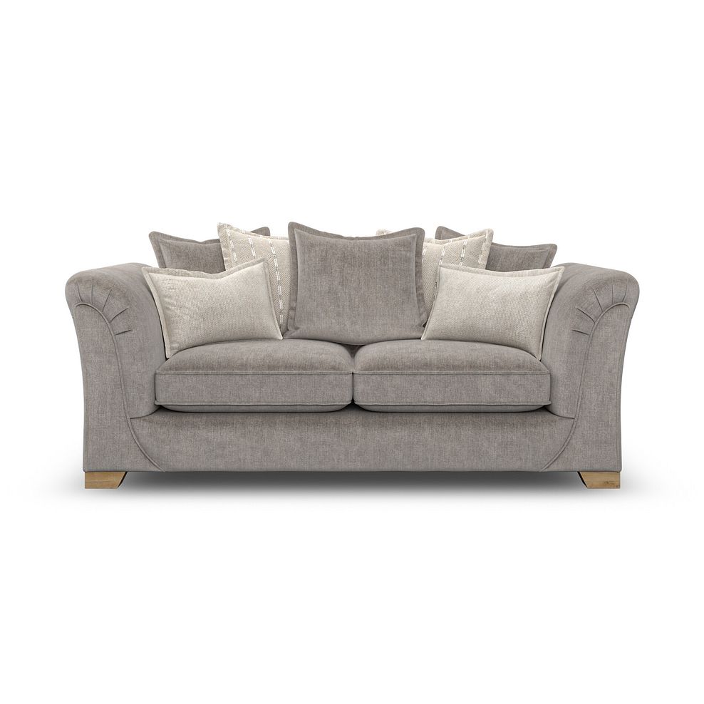 Milldale 3 Seater Pillow Back Sofa in Garda Acier Fabric with Linen Scatters 4