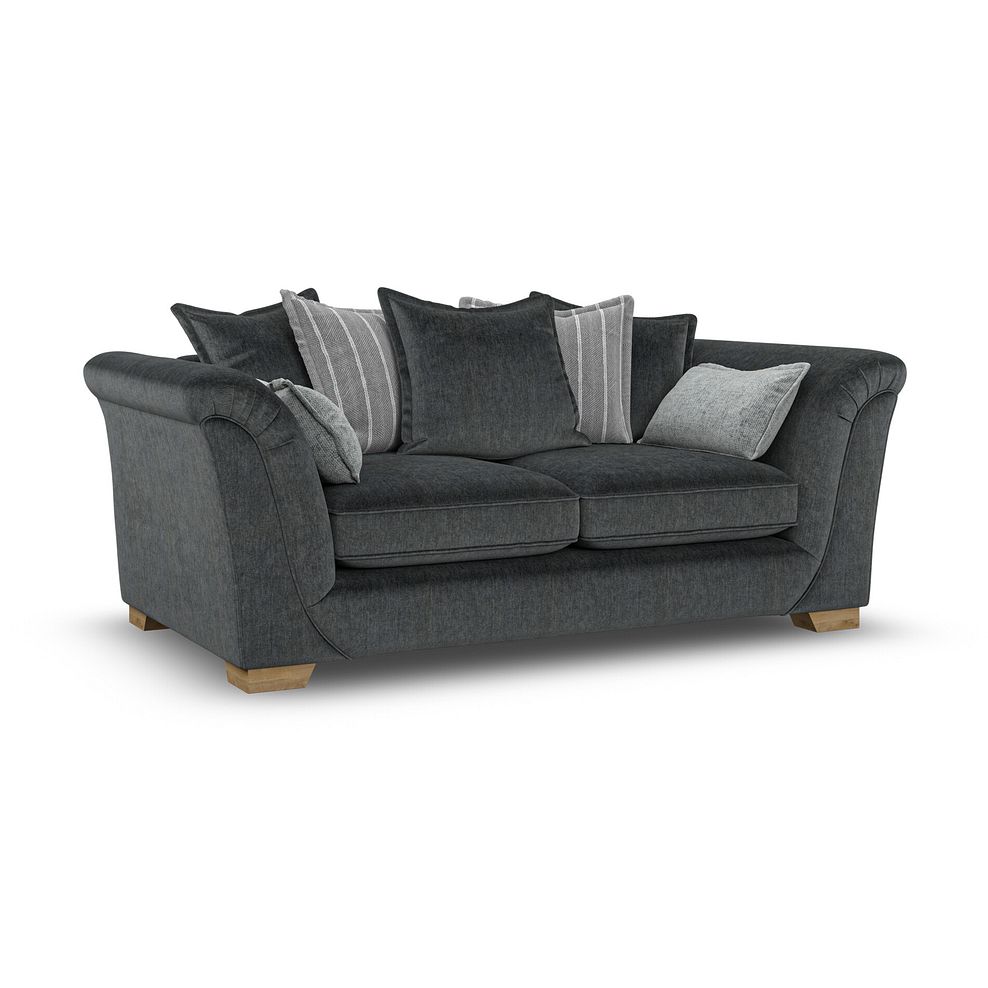 Milldale 3 Seater Pillow Back Sofa in Garda Carbon Fabric with Grey Scatters 1