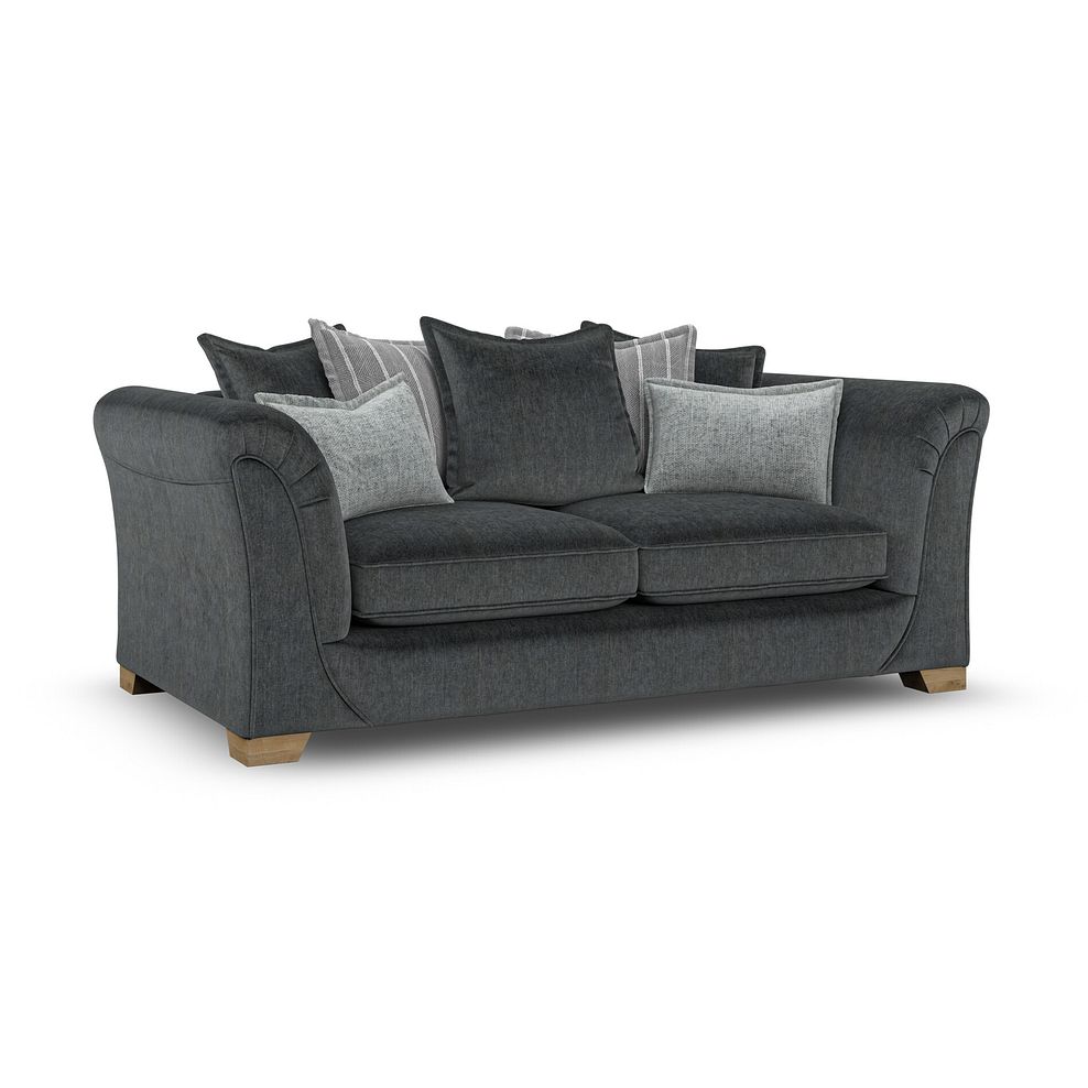 Milldale 3 Seater Pillow Back Sofa in Garda Carbon Fabric with Grey Scatters 3