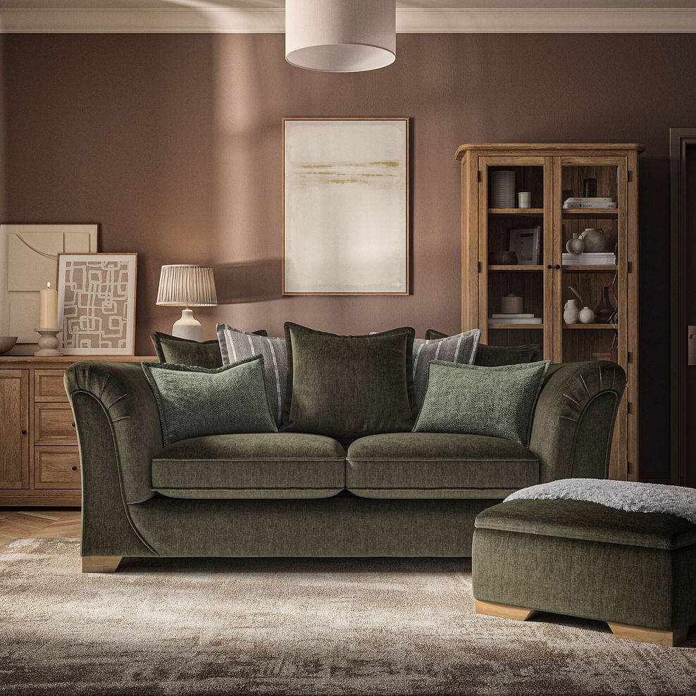 Milldale 3 Seater Pillow Back Sofa in Garda Seaweed Fabric with Earth Scatters 2