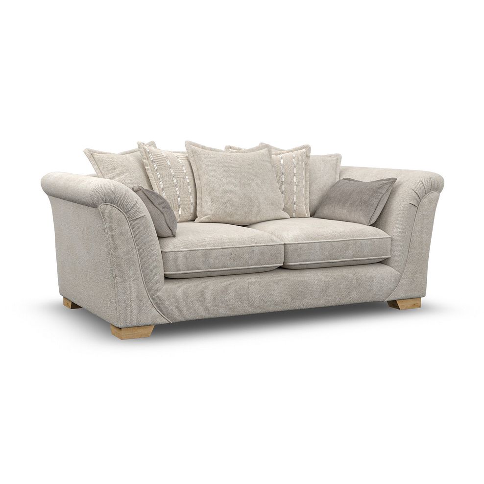 Milldale 3 Seater Pillow Back Sofa in Milo Cream Fabric with Linen Scatters 1