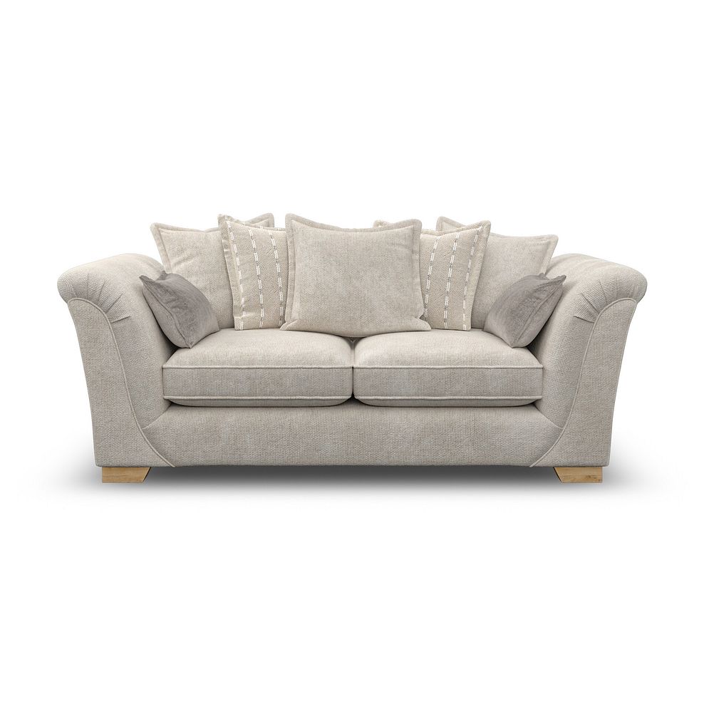 Milldale 3 Seater Pillow Back Sofa in Milo Cream Fabric with Linen Scatters 2