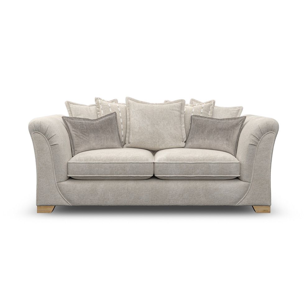 Milldale 3 Seater Pillow Back Sofa in Milo Cream Fabric with Linen Scatters 3