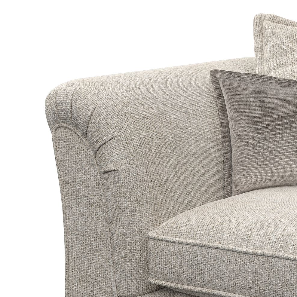 Milldale 3 Seater Pillow Back Sofa in Milo Cream Fabric with Linen Scatters 8