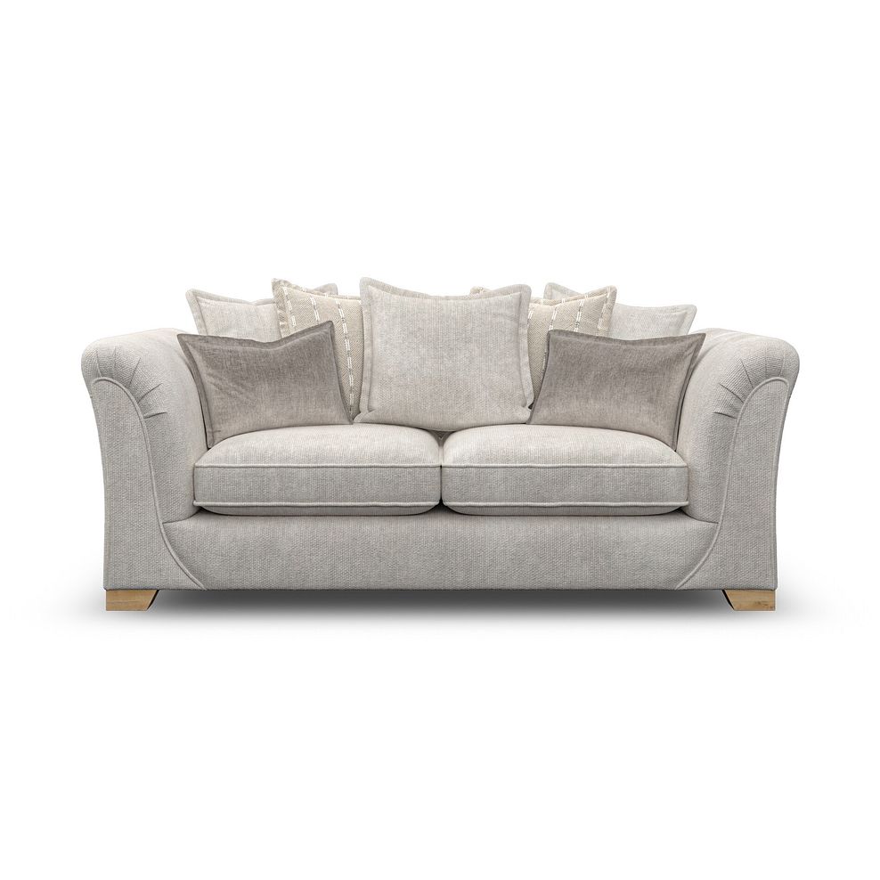 Milldale 3 Seater Pillow Back Sofa in  Milo Ivory Fabric with Linen Scatters 4