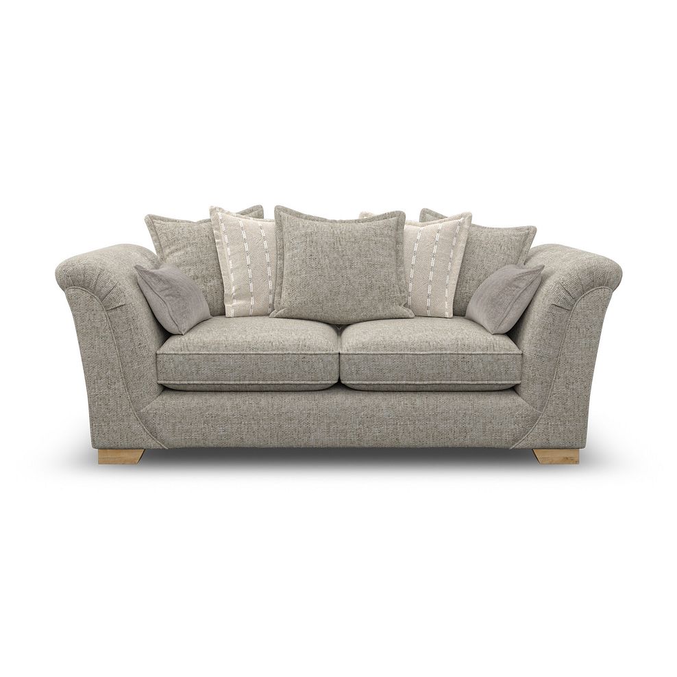 Milldale 3 Seater Pillow Back Sofa in Milo Mink Fabric with Linen Scatters 2