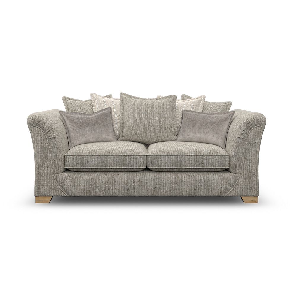 Milldale 3 Seater Pillow Back Sofa in Milo Mink Fabric with Linen Scatters 4