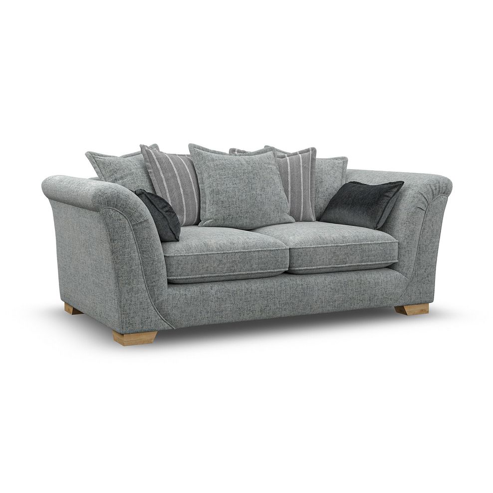 Milldale 3 Seater Pillow Back Sofa in Milo Pewter Fabric with Grey Scatters 1