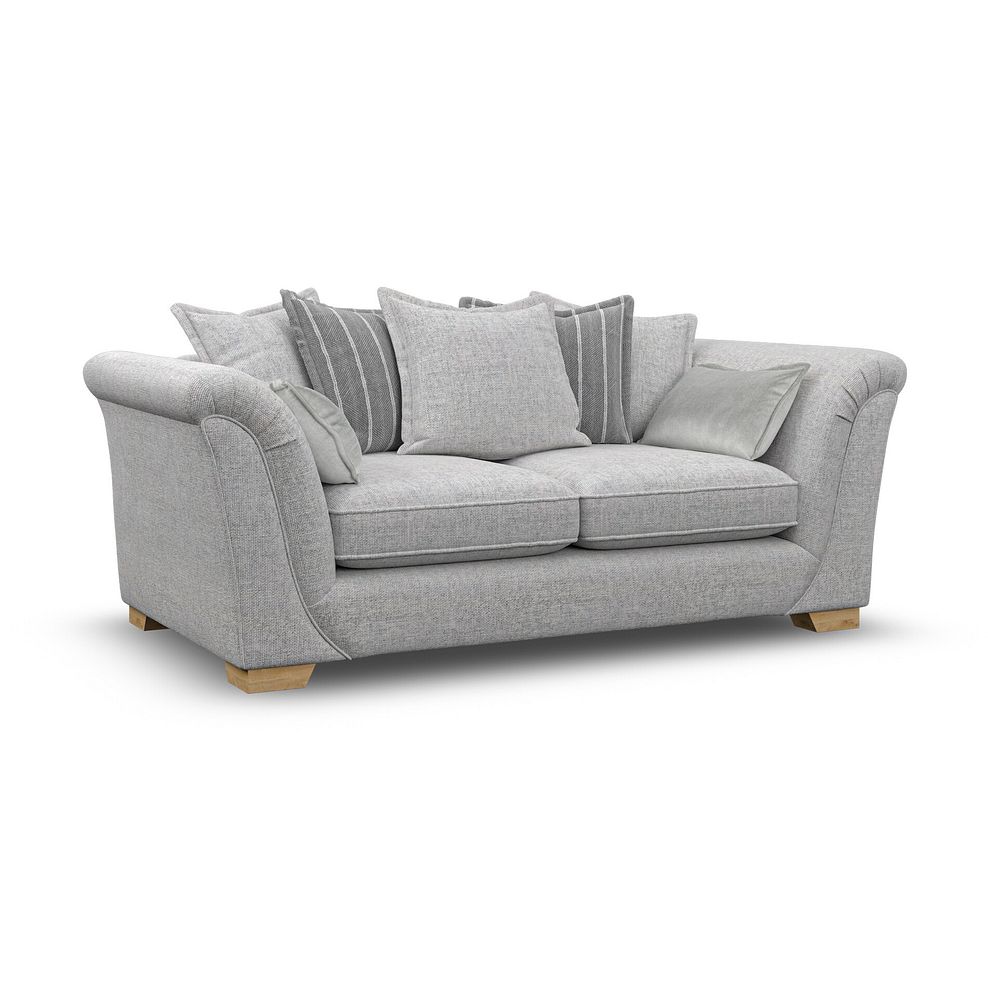 Milldale 3 Seater Pillow Back Sofa in Milo Silver Fabric with Grey Scatters 1