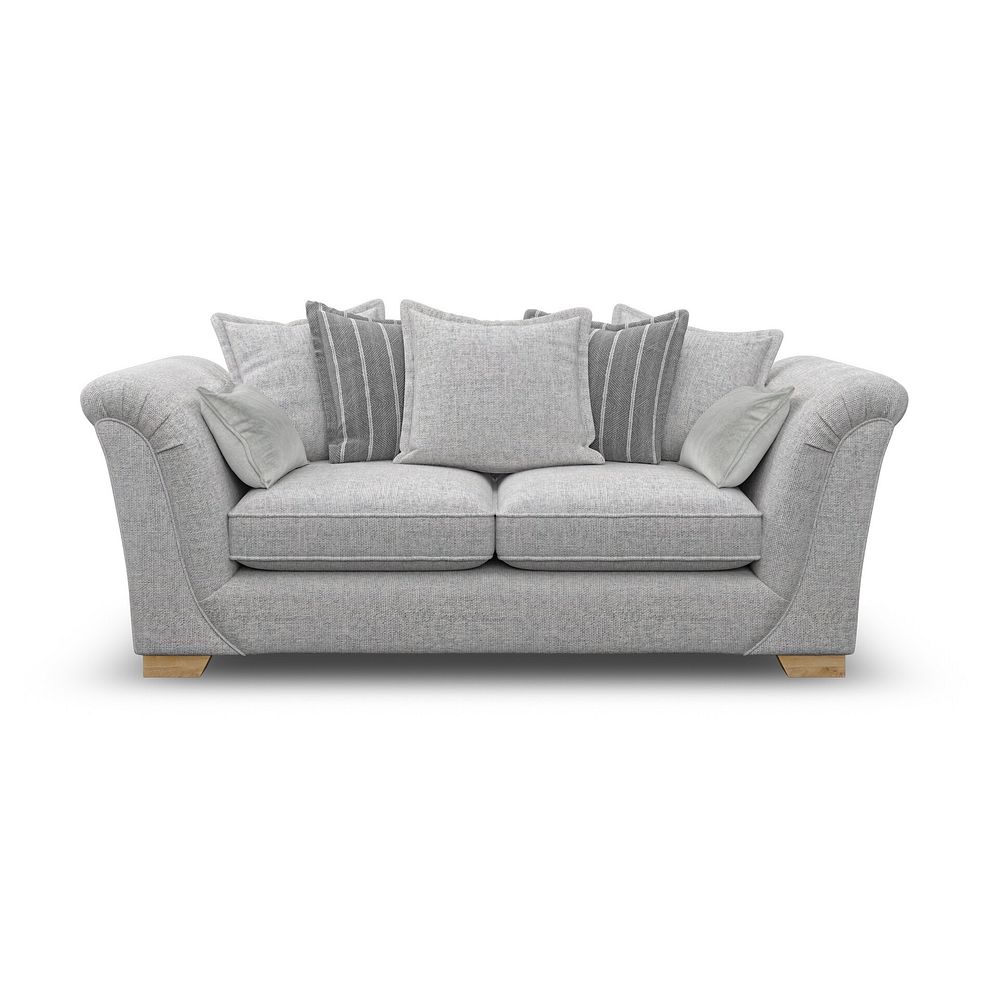 Milldale 3 Seater Pillow Back Sofa in Milo Silver Fabric with Grey Scatters 2