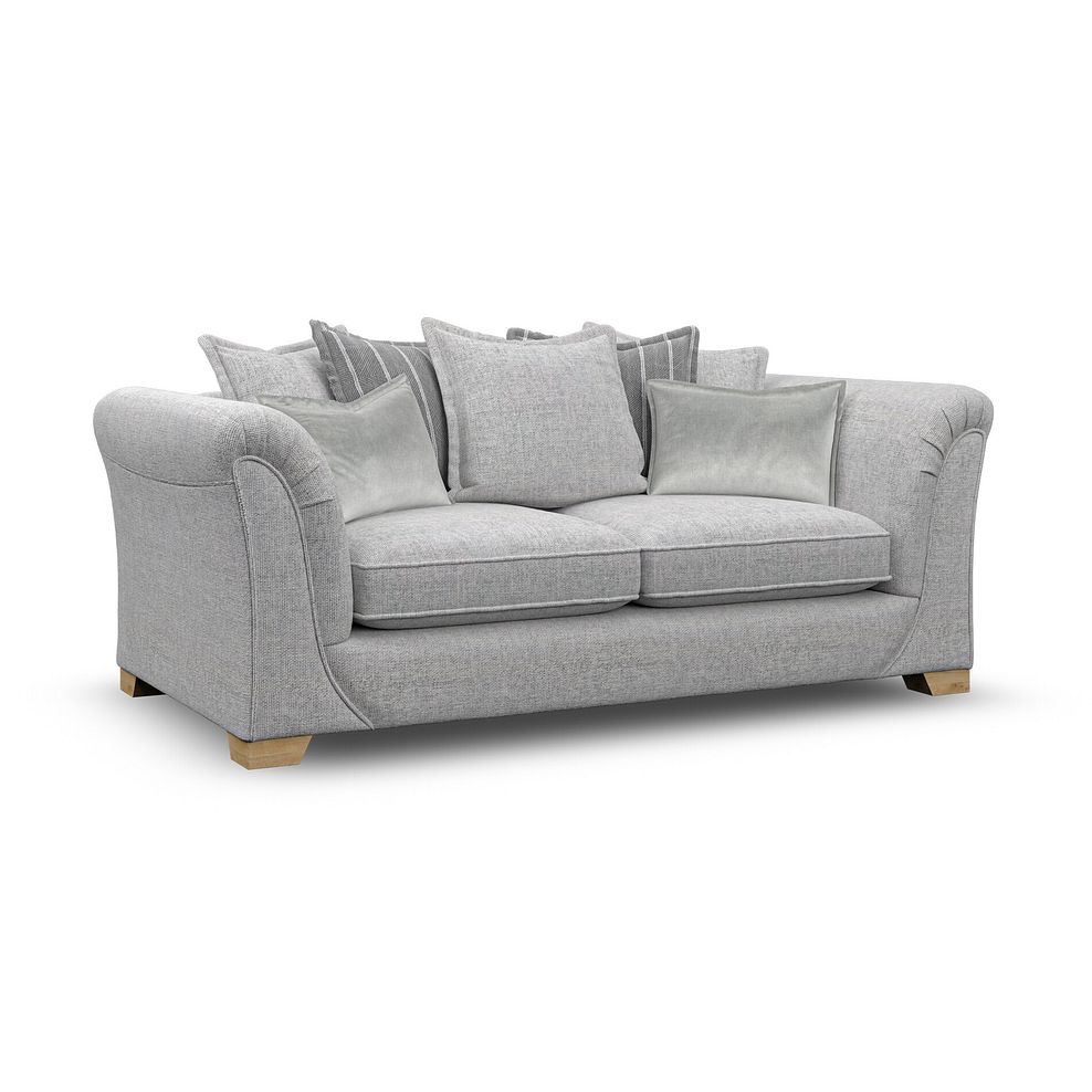 Milldale 3 Seater Pillow Back Sofa in Milo Silver Fabric with Grey Scatters 3