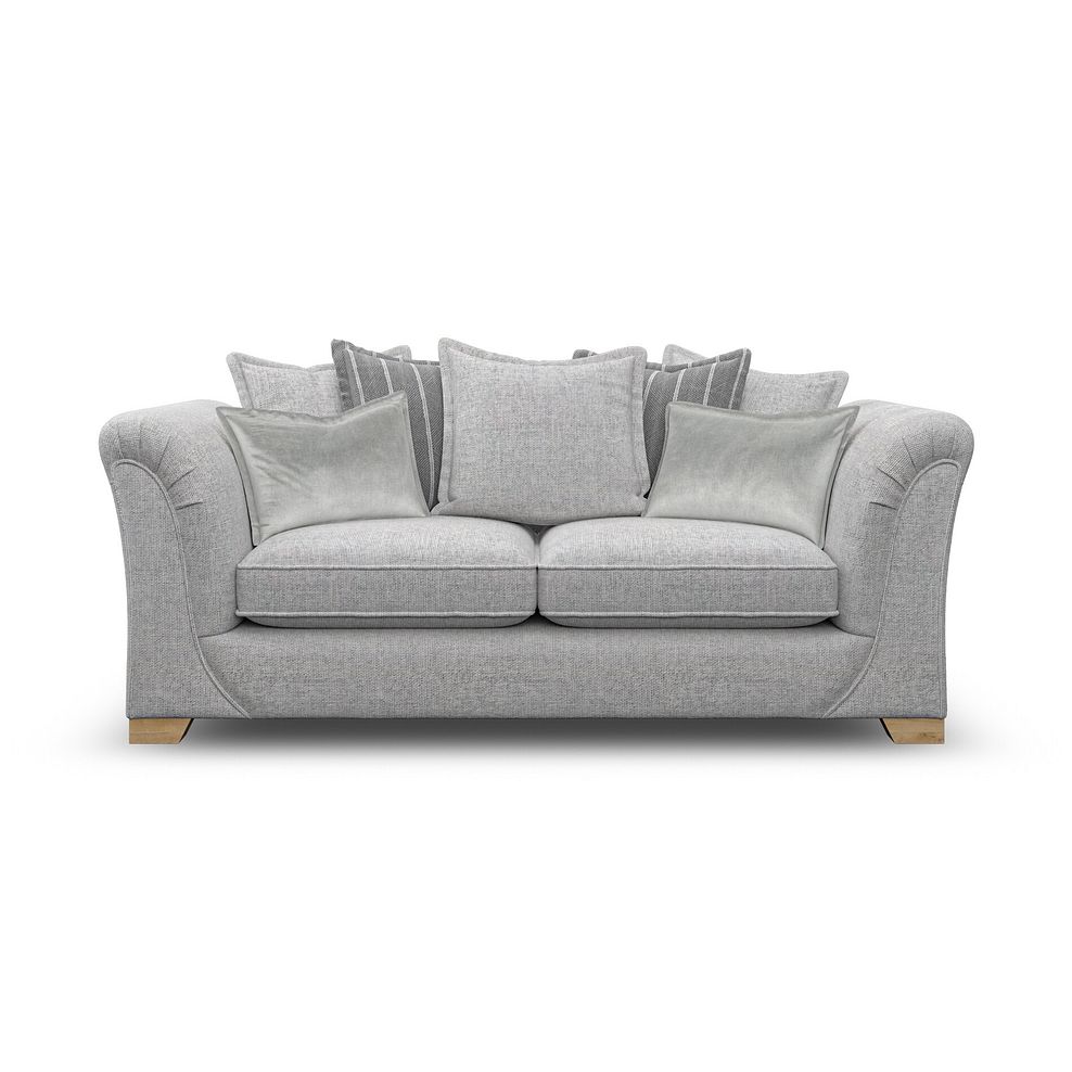 Milldale 3 Seater Pillow Back Sofa in Milo Silver Fabric with Grey Scatters 4