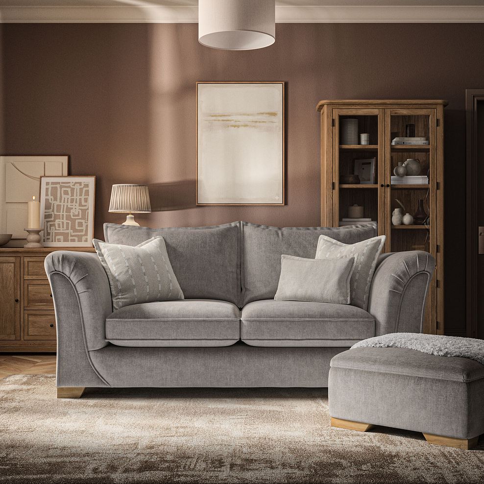 Milldale 3 Seater Sofa in Garda Acier Fabric with Linen Scatters 2