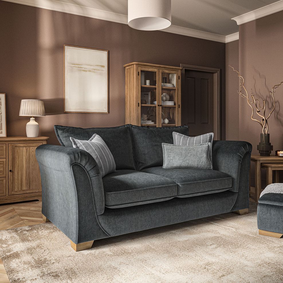 Milldale 3 Seater Sofa in Garda Carbon Fabric with Grey Scatters 1