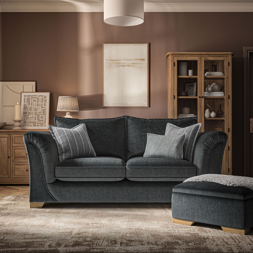 Milldale 3 Seater Sofa in Garda Carbon Fabric with Grey Scatters 2