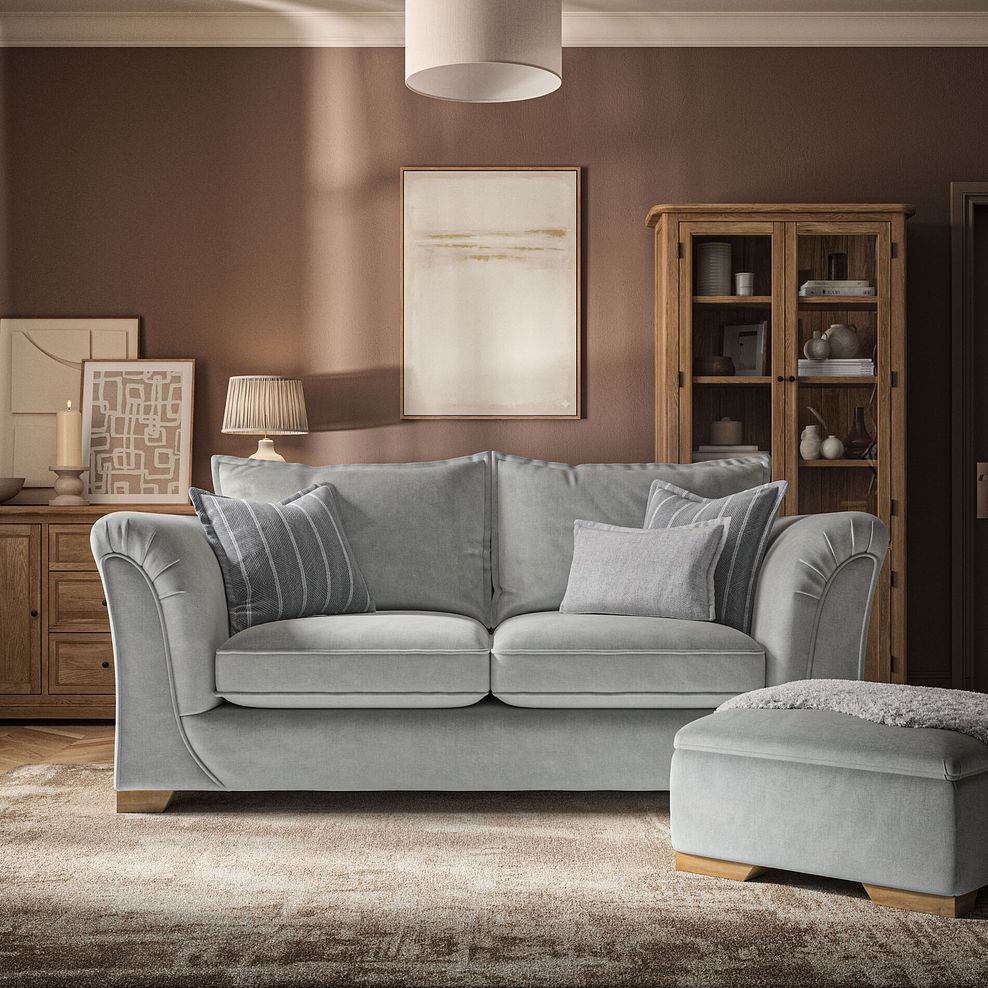 Milldale 3 Seater Sofa in Garda Showers Fabric with Grey Scatters 2