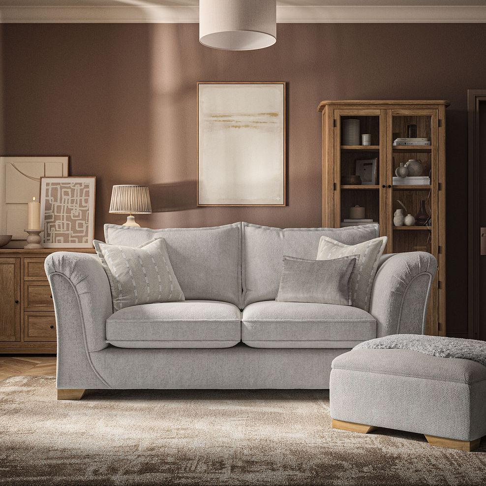Milldale 3 Seater Sofa in  Milo Ivory Fabric with Linen Scatters 2