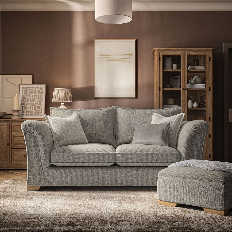 Milldale 3 Seater Sofa in Milo Mink Fabric with Linen Scatters 2