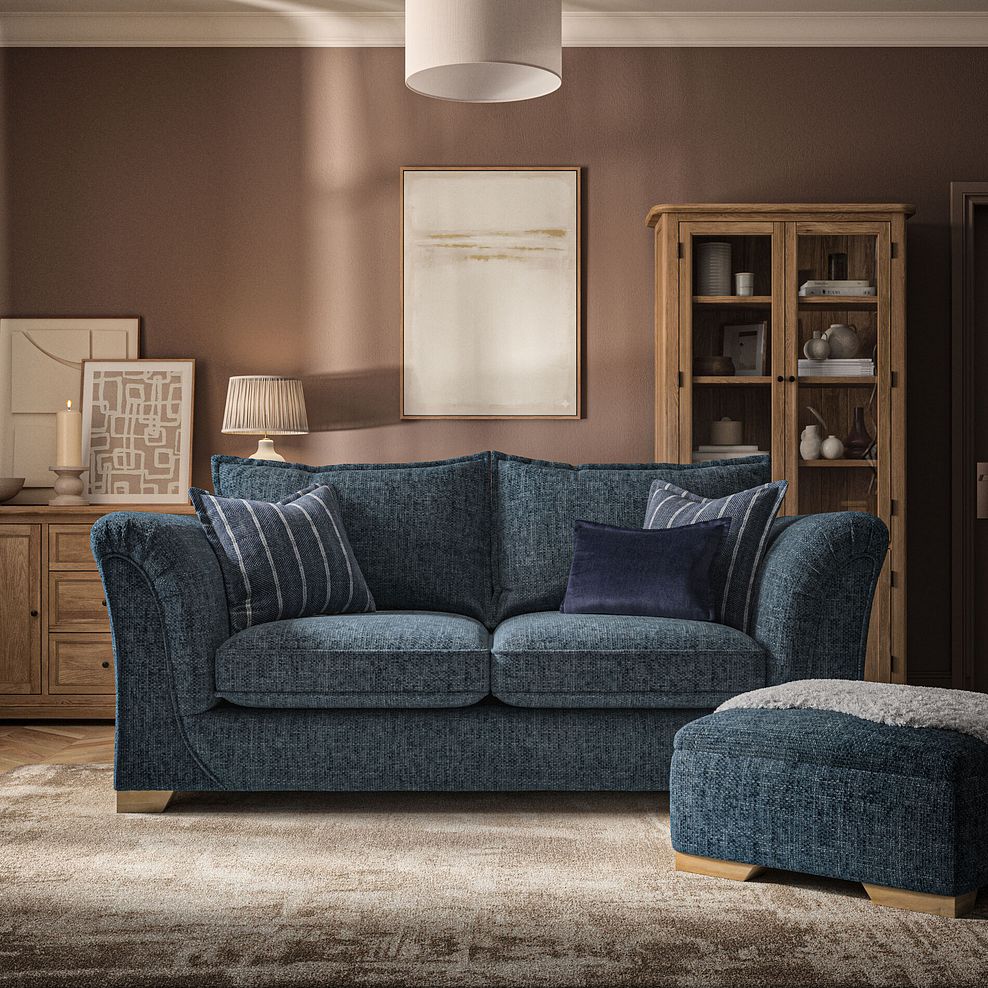 Milldale 3 Seater Sofa in  Milo Navy Fabric with Navy Scatters 2