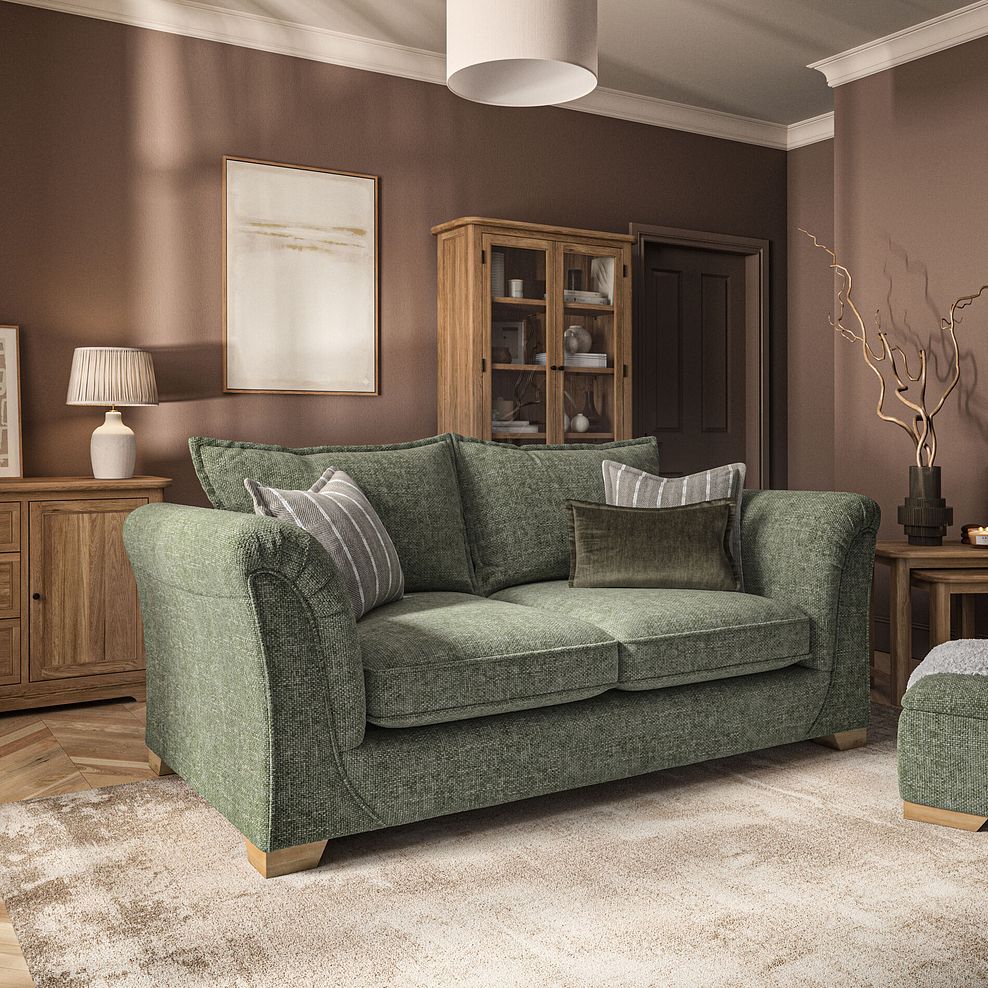 Milldale 3 Seater Sofa in Milo Olive Fabric with Earth Scatters 1