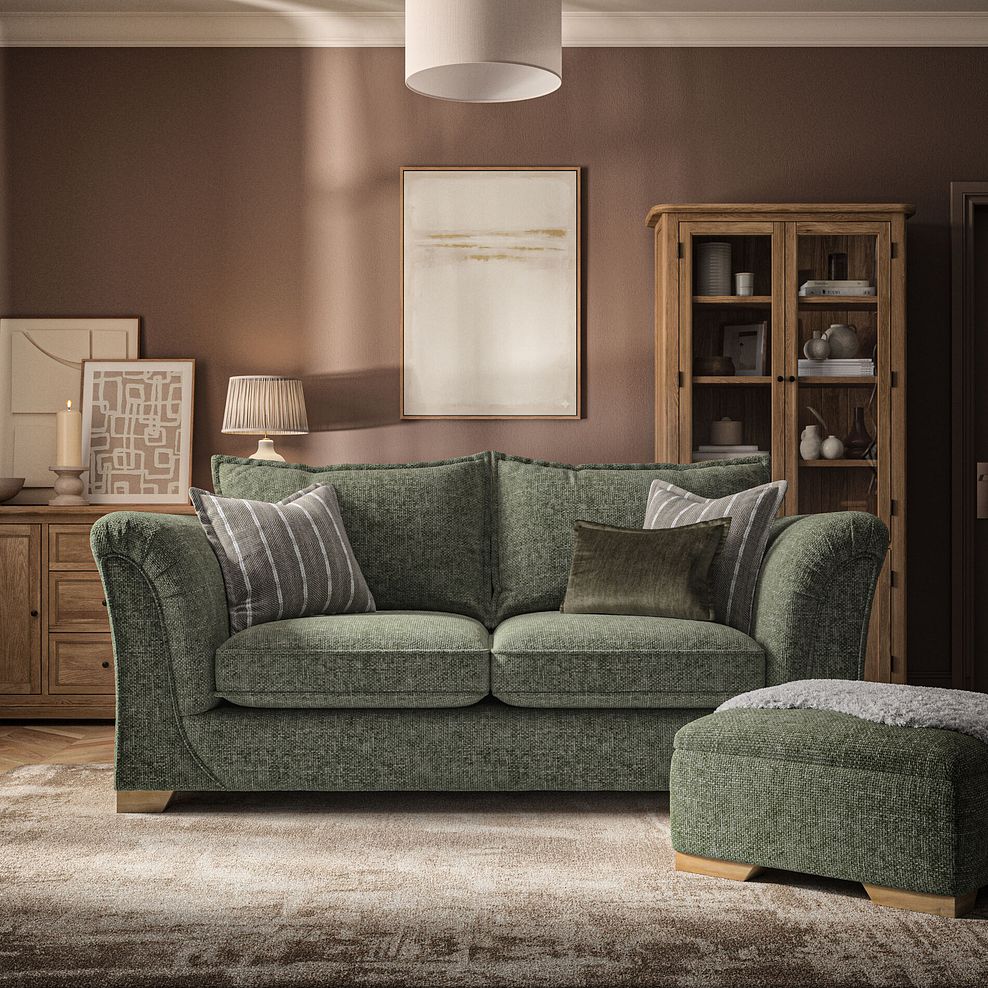 Milldale 3 Seater Sofa in Milo Olive Fabric with Earth Scatters 2
