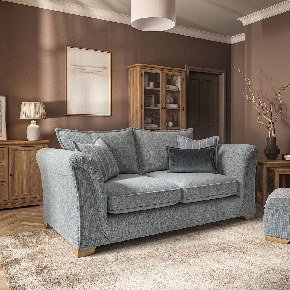 Milldale 3 Seater Sofa in Milo Pewter Fabric with Grey Scatters 1
