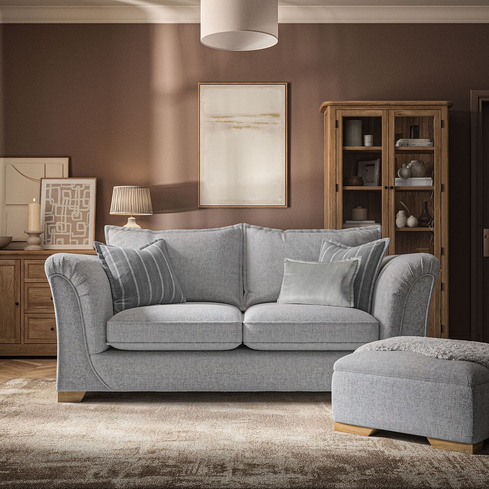 Milldale 3 Seater Sofa in Milo Silver Fabric with Grey Scatters 2