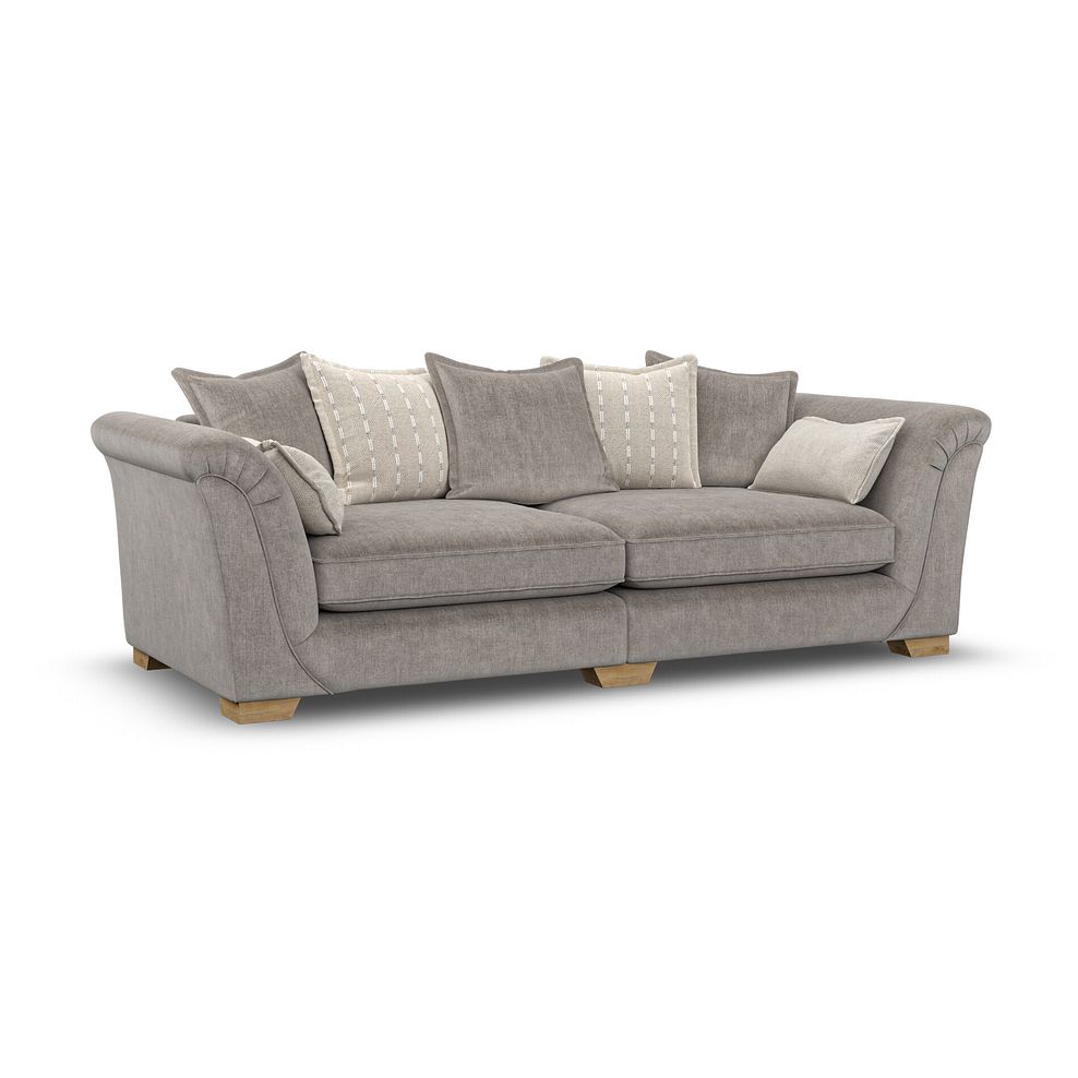 Milldale 4 Seater Pillow Back Sofa in Garda Acier Fabric with Linen Scatters 1