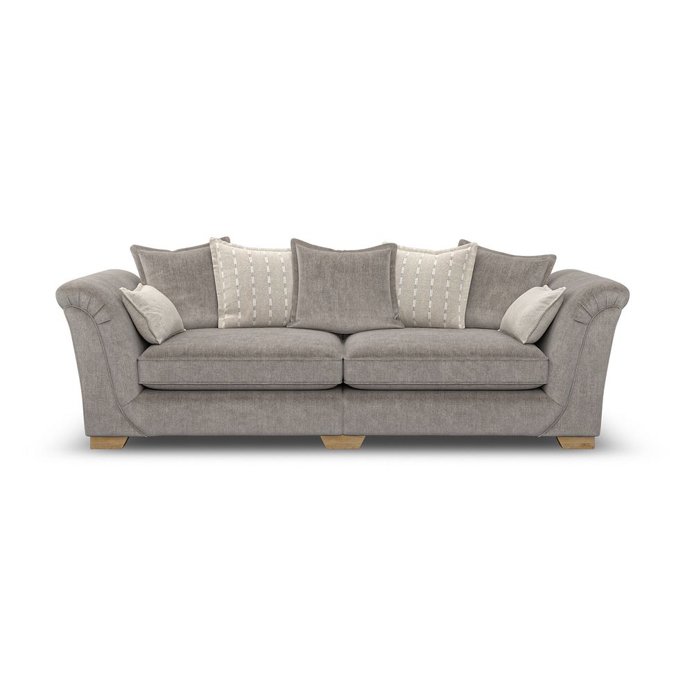 Milldale 4 Seater Pillow Back Sofa in Garda Acier Fabric with Linen Scatters 2