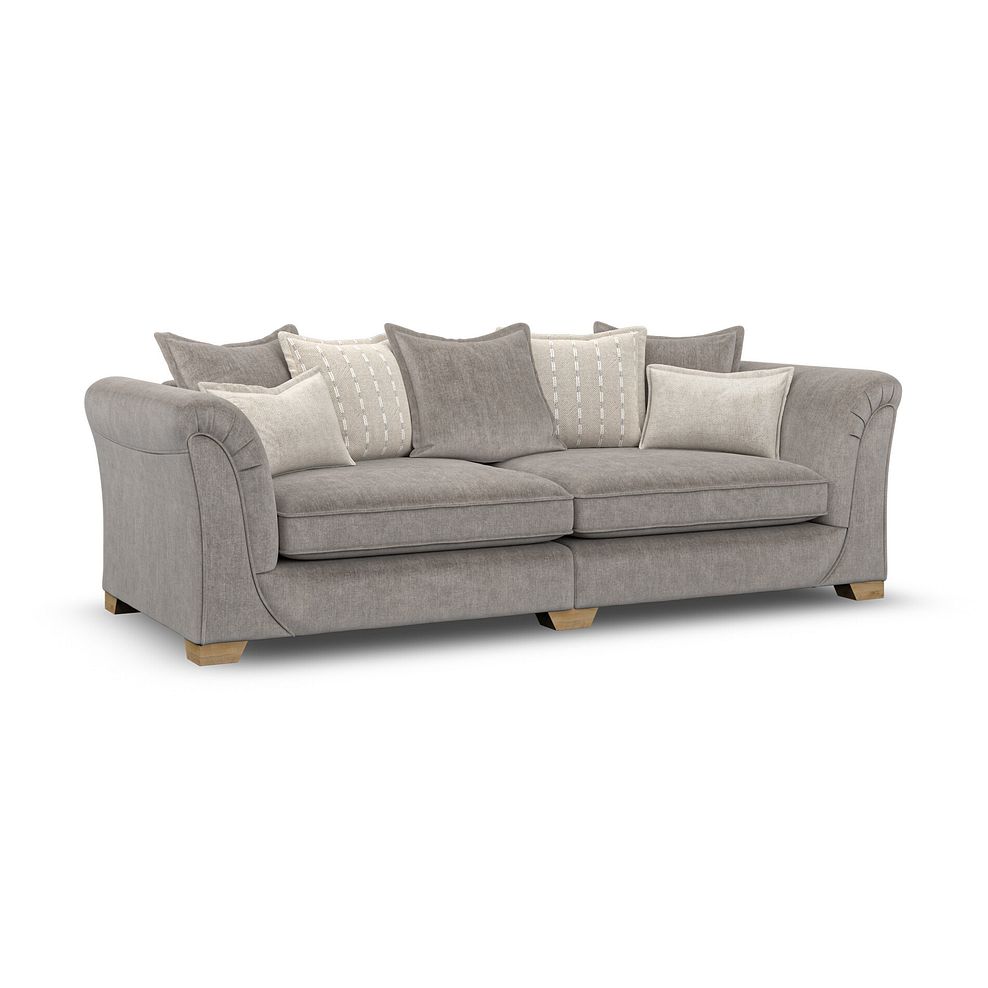 Milldale 4 Seater Pillow Back Sofa in Garda Acier Fabric with Linen Scatters 3