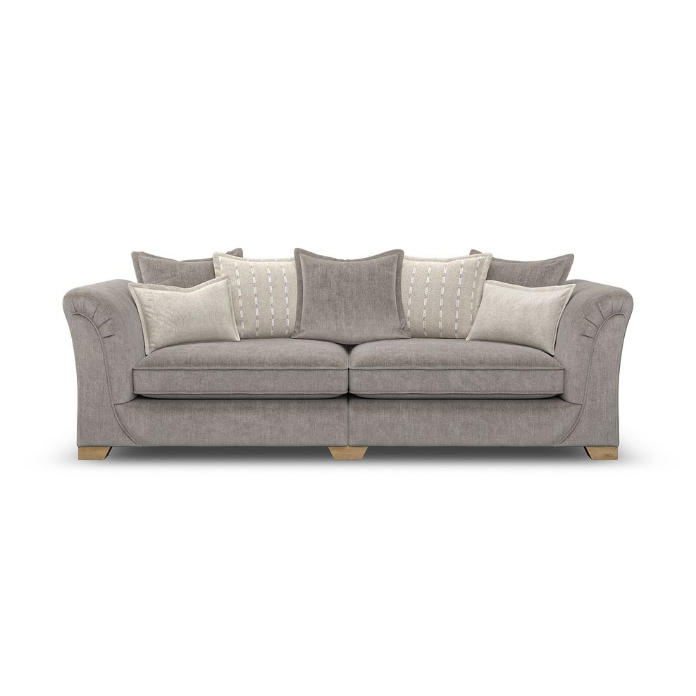 Milldale 4 Seater Pillow Back Sofa in Garda Acier Fabric with Linen Scatters 4