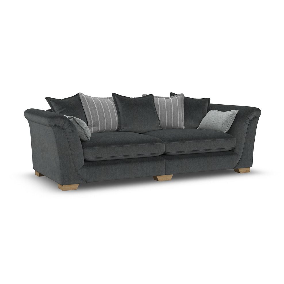 Milldale 4 Seater Pillow Back Sofa in Garda Carbon Fabric with Grey Scatters 1