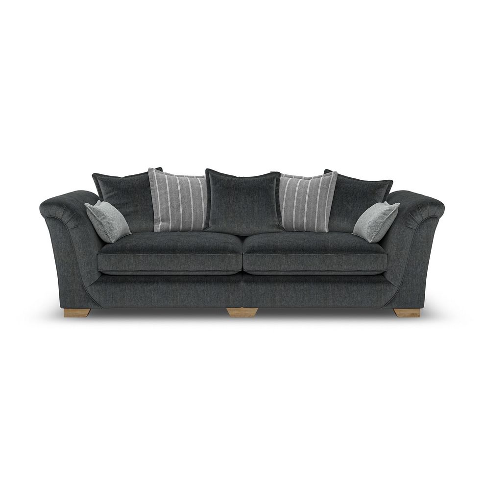 Milldale 4 Seater Pillow Back Sofa in Garda Carbon Fabric with Grey Scatters 2